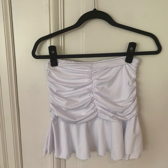 Y2K Ruched Ruffle White Skirt - Picture 2 of 5